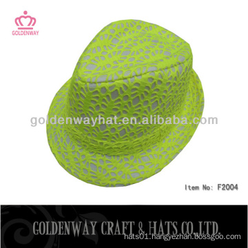 beautiful neon color lace fedora hats for lady summer sun hats